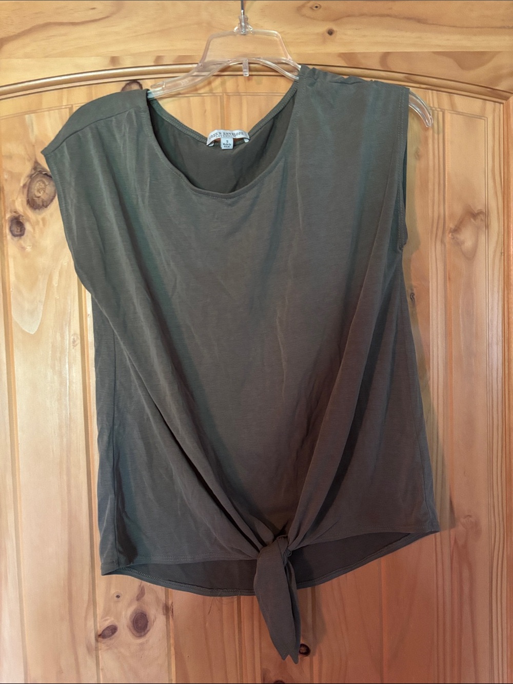 Green Envelope Olive Tie-Front Tank Top